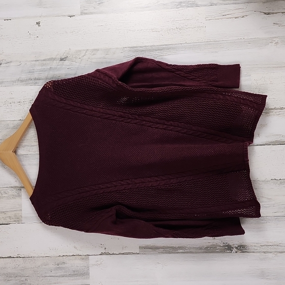 American Eagle Outfitters burgany multi weave cable knit sweater Size Small - Picture 2 of 6